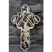 Jägerss Jagdgewehr Kreuz Gescrollt Holz Wandbehang von Puzzimals