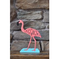 Pinker Flamingo Vogel Puzzle Holzspielzeug Handgeschnittene Figur Küstenkunst von Puzzimals