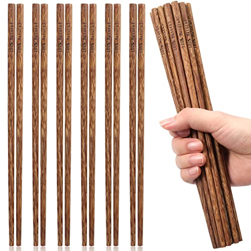 10Paar Essstäbchen aus Holz, Wiederverwendbare japanische Essstäbchen Chinesische Alles Natürlich Unlackierte Essstäbchen für Asiatisches Geschirr Stäbchen, 25 cm, Rutschfeste Stäbchen für Sushi von Pwsap