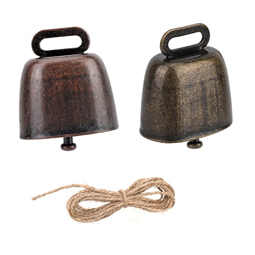 2 Stück Vintage Mini Kuhglocke Ziegenglocke, Bauernhoftiere Schaf Kuh Pferd Haustier Halsband Metall Hängend Dekoration, Tierglocke Anti-Lost Bells DIY Glocken, Mit 1 Meter Seil zum Dekorieren 2 Stück Vintage Mini Kuhglocke Ziegenglocke, Bauernhoftiere Schaf Kuh Pferd Haustier Halsband Metall Hängend Dekoration, Tierglocke Anti-Lost Bells DIY Glocken, Mit 1 Meter Seil zum Dekorieren von Pwsap