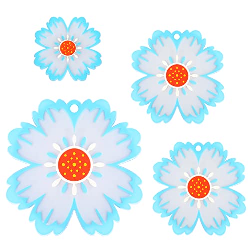 4pcs Topf Untersetzer, Silikon Topflappen Topfuntersetzer Untersetzer Silikon Blume Spülmaschinenfest Topfuntersetzer Hitzebeständigerung rutschfest Küchenutensilien, Blau von Pwsap