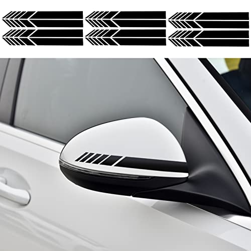 6 Paar Auto Rückspiegel Aufkleber, Reflektierende Autospiegel Aufkleber DIY Vinyl Streifen Dekoration Sport Stripes Auto Seitenspiegel Aufkleber für Autos SUV LKW Geländewagen, Schwarz (20×2cm) von Pwsap