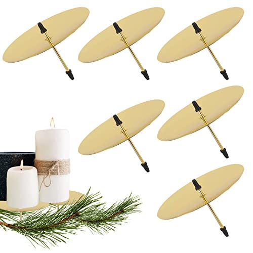 6 Stück Kerzenhalter für Adventskranz skerzenhalter Gold Durchmesser 8cm Metall kerzentülle adventskranz Kerzenteller Kerzenständer für Advent Weihnachts Tisch Deko von Pwsap