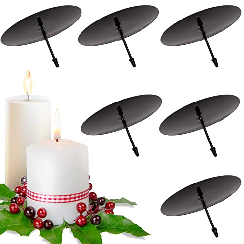 6 Stück Kerzenhalter für Adventskranz skerzenhalter Schwarz Durchmesser 8cm Metall kerzentülle adventskranz Kerzenteller Kerzenständer für Advent Weihnachts Tisch Deko von Pwsap