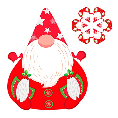 6er Weihnachts PVC Tischsets, schöne Weihnachts Tischsets, wasserdichte Esstisch Tischsets für Weihnachten, rote Weihnachts-GNOME Form Tischsets für Esszimmer Küche Tischdekoration Weihnachtspartys von Pwsap