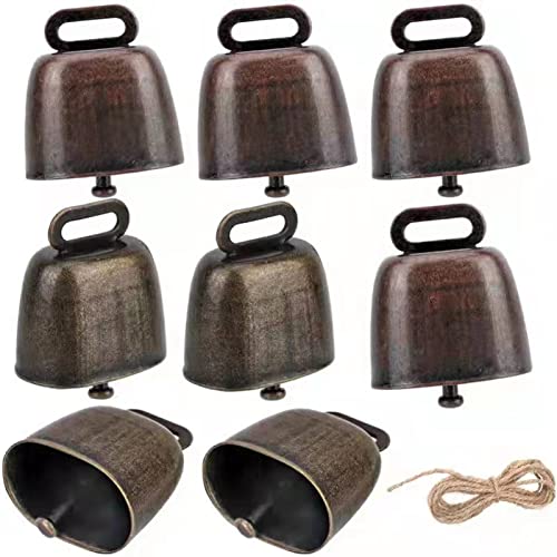 8 Stück Vintage Mini Kuhglocke Ziegenglocke, Bauernhoftiere Schaf Kuh Pferd Haustier Halsband Metall Hängend Dekoration, Tierglocke Anti-Lost Bells DIY Glocken, Mit 3 Meter Seil zum Dekorieren 8 Stück Vintage Mini Kuhglocke Ziegenglocke, Bauernhoftiere Schaf Kuh Pferd Haustier Halsband Metall Hängend Dekoration, Tierglocke Anti-Lost Bells DIY Glocken, Mit 3 Meter Seil zum Dekorieren von Pwsap