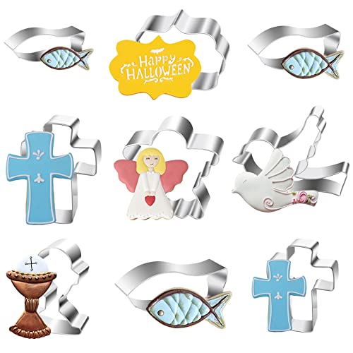 9Stück Ausstechform Edelstahl, Fisch Kreuz Taube Kelch Keks Ausstecher, Ausstechformen Keks und Plätzchenform Plätzchen, Plätzchenbacken Kinder Cookie Cutters für Kommunion Konfirmation Taufe 9Stück Ausstechform Edelstahl, Fisch Kreuz Taube Kelch Keks Ausstecher, Ausstechformen Keks und Plätzchenform Plätzchen, Plätzchenbacken Kinder Cookie Cutters für Kommunion Konfirmation Taufe von Pwsap
