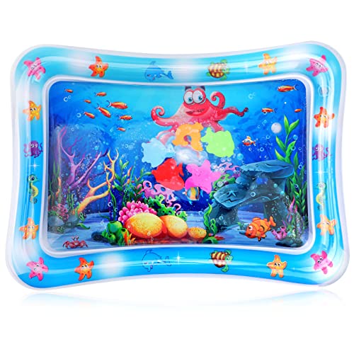 Aufblasbare Krakenförmig Wassermatte Säuglinge und Kleinkinder Wasserspielmatte, 28x20In Rechteck Baby Aquarium Matte ab 3 6 9 12 Monate Spaßaktivitäten Das Stimulationswachstum Ihres Baby mit Pumpe von Pwsap