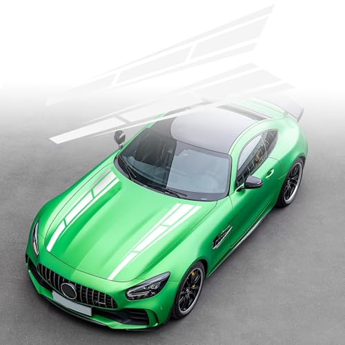 Auto Motorhaube Streifen Aufkleber,Auto Racing Karosserie Seite Rock Dach Haube Stoßstange Streifen Aufkleber Vinyl Dekoration für Autos SUV LKW Geländewagen,Weiß von Pwsap