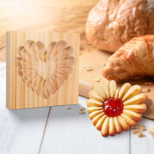 Backform Aus Holz Holzbackform Model Backform Herzform Keksformen, Cookie-Stempel Plätzchen-Ausstecher Holz-Model-Backform Cookie Cutter Für Kekse DIY Lebkuchen Mooncakes Biscuit von Pwsap