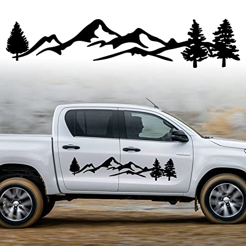 Berg Autoaufkleber Universal Auto Motorhaube Dekoration Aufkleber Vinyl Wasserdicht Dekoration Aufkleber für SUV Geländewagen Wohnmobil Karosserie Seitentür Kofferraum, Schwarz (100 x 20 cm) von Pwsap