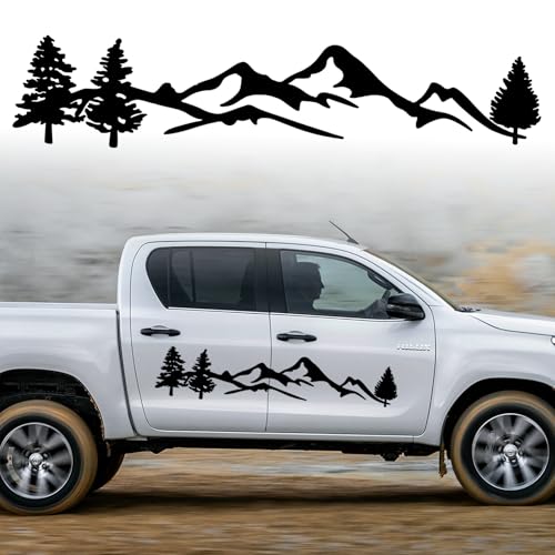 Berg Autoaufkleber Universal Auto Motorhaube Dekoration Aufkleber Vinyl Wasserdicht Dekoration Aufkleber für SUV Geländewagen Wohnmobil Karosserie Seitentür Kofferraum,Schwarz (100 x 20cm) von Pwsap