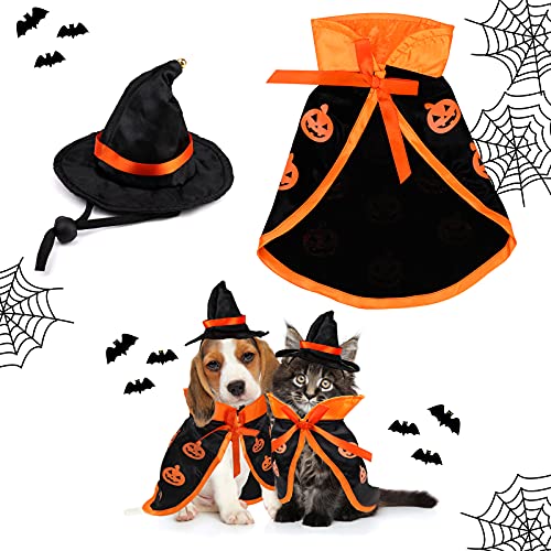 Halloween Haustier Zauberer Kostüm mit Hut, Nettes Katzen Kleine Hunde Weiche Kleidung Outfit Hexenumhang, Haustiere Cosplay Kostüm Kleidung für Kleine Hunde Katzen Welpen, Halloween Magie Party Halloween Haustier Zauberer Kostüm mit Hut, Nettes Katzen Kleine Hunde Weiche Kleidung Outfit Hexenumhang, Haustiere Cosplay Kostüm Kleidung für Kleine Hunde Katzen Welpen, Halloween Magie Party von Pwsap