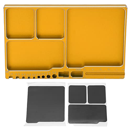 Pwshymi Magnetische Schraubenablage, Tragbare Größe aus Aluminiumlegierung mit Magnetischer Adsorption, Langlebige RC-Reparaturwerkzeugablage für die Reparatur von (Gold) von Pwshymi
