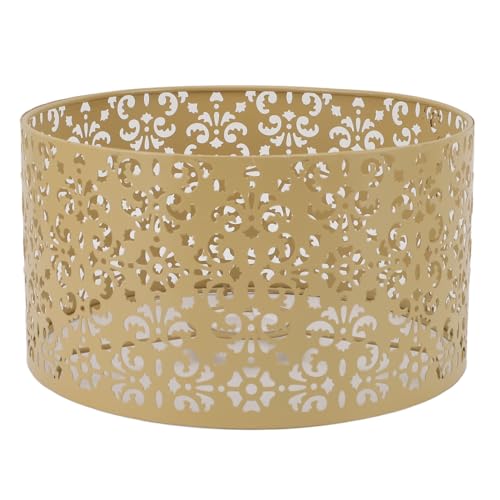 Pwshymi Metall Dekorative Lampenschatten mit Elegantem Blumenmuster, Hohle Eisenlampenschirm für E27 E14 Bodentischlampen Kronleuchter Wohnzimmer Wohnzimmerdekoration (Gelb) von Pwshymi