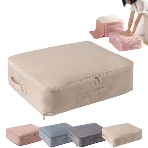 Pwzoax Compression Duvet Storage Bag Large Capacity, 2024 New Ultra Space Saving Self Compression Organizer, Duvet Storage Bag Compression (Beige,20.5 * 20.5 * 11.8inch) von Pwzoax