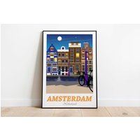 Amsterdam Print, Niederlande Holland, Europa, Reise Illustration, Travel Art Landschaftskunst, Landschaftsdruck, Wandkunst, Poster von PxlldPosterArt