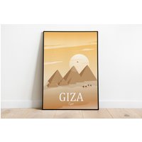 Kairo Print, Gizeh Pyramiden, Ägypten, Kairo, Poster, Travel Illustration, Art Landschaftskunst, Landschaftsdruck, Wandkunst von PxlldPosterArt