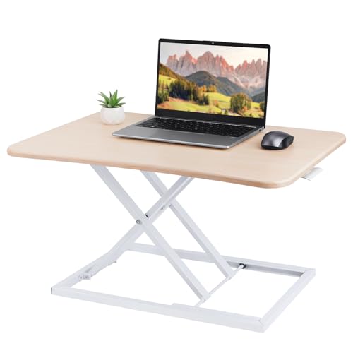 Pxoerzy Stehtisch-Konverter, kompakt, höhenverstellbar, Stehpult-Erhöhung, ultraflaches Profil, Sitzen zum Stehen für Laptop, Erhöhung, Arbeitsplatz (Holz) von Pxoerzy
