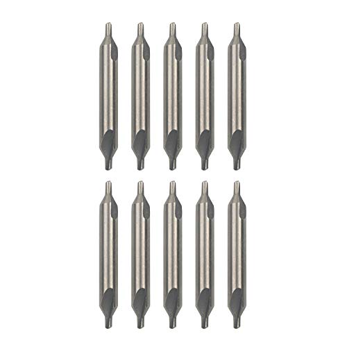 Pxyelec 10 Stück HSS Kombinierte Mittelbohrer Senker 60-Grad-Bit-Set Werkzeug Metalldrehmaschine Arbeitswerkzeuge Set 2,0 mm x 5 mm von Pxyelec