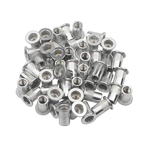 Pxyelec 100pcs M6 Flachkopf Aluminium Nietmutter Blindeinsatzmutter (6mm) von Pxyelec