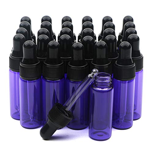 Pxyelec 30 Stück 5 ml (1/6 oz) Glas-Tropfflaschen lila nachfüllbare ätherische Öle Flasche mit Pipetten für Duftlotionsprobe von Pxyelec