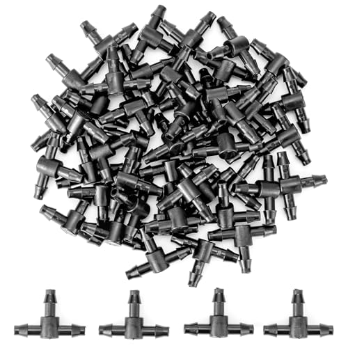 Pxyelec 50pcs Tee Verbinder Bewässerung System Kit, Garten Nebel Kunststoff Zerstäuben Sprinkler Tee Verbinder Bulkheads (Innen: 4mm / Außen: 7mm) von Pxyelec