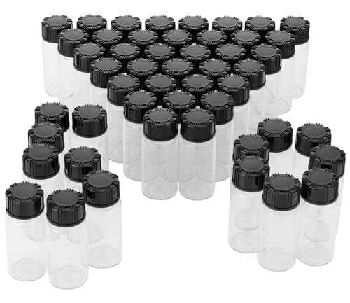Pxyelec Packung mit 50, 10 ml Klarglasflaschen Schraubverschluss Leere Fläschchen Probe Schwarz Kunststoffverschluss von Pxyelec
