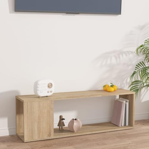 Pxznbe Fernsehtisch 100 x 24 x 32 cm Eiche Sonoma Spanplatte Elegantes und klassisches Design TV-Schrank Praktische Tischplatte zum Ausstellen von Dekorationsgegenständen TV-Ständer Wohnzimmer großer von Pxznbe