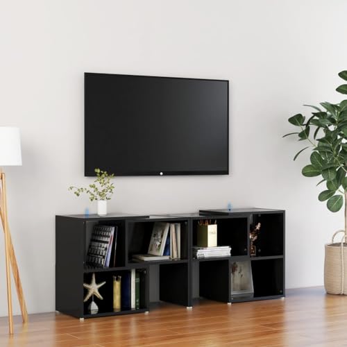Pxznbe TV-Schrank für Wohnzimmer, Spanplatte, schwarz, glänzend, 104 x 30 x 52 cm, modulares Design, TV-Ständer, robuste Struktur, Schlafzimmer, multifunktional, TV-Tisch für Bücher, Zeitschriften, von Pxznbe