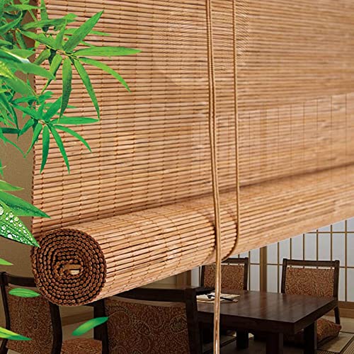 Bambusrollo 50cm 60cm 80cm 90cm 100cm 120cm 150cm Breit,Sonnenschutz Rollläden,Retro Dekorationsvorhänge,Atmungsaktive Rollo Bambus,Jalousien Für Türen,Fenster,Aussenbereich,W×H-90x100cm/35.5x39in von Pxzybd
