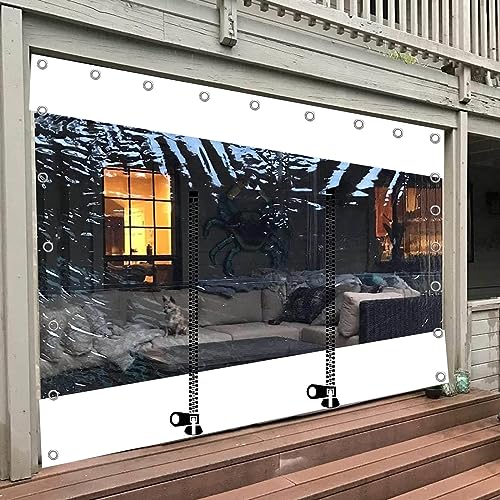 Durchsichtige Planenvorhänge Mit Reißverschluss,wasserdichte Transparente Planen Seitenteil Für Pergola,Pavillon,Veranda,PVC Abdeckplanen Mit Ösen,Wetterfeste Trennvorhänge,W×H-3.2×2.5m(10.5 * 8.2ft) von Pxzybd