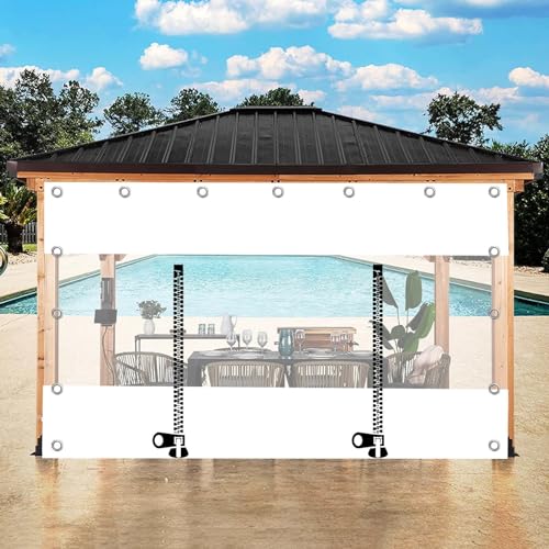 Durchsichtige Planenvorhänge Mit Reißverschluss Tür,Pergola Patio Gazebo Weiß Transparent wasserdichte Plane Seitenteil,Regenvorhänge Mit Ösen,Schutzplane,Outdoorvorhänge,W×H-1.8×2m(5.9 * 6.6ft) von Pxzybd