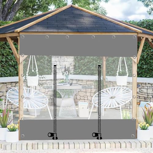 Gazebo Transparente Wasserdichte Plane Seitenteil,Mit Reißverschluss,Outdoor Durchsichtige Planenvorhänge Mit Ösen,0,3mm Pvc Abdeckplanen,Wetterfeste Trennvorhänge,Anpassbar,W×H-4×2m(13.1*6.6ft) von Pxzybd