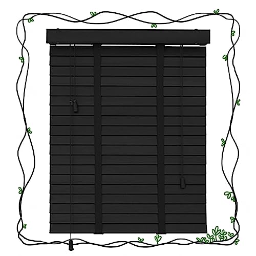 Holzjalousien Für Fenster,Innen Jalousie Aus Massivholz 50/60/70/80/90/100/120cm Jalousetten,Verdunkelung/Wärmedämmung Horizontale Jalousette,50mm Lamellenvorhänge Rollläden,W×H-90x120cm/35.5x47in von Pxzybd