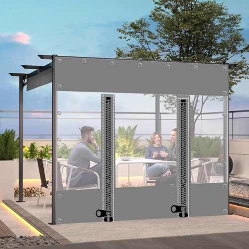Outdoorvorhänge Transparente Planenvorhänge,Graue Durchsichtige Plane Seitenteile Mit Reißverschlusstüren,0,3mm Pvc Wasserdichte Abdeckplanen Mit Ösen,Pergola Trennvorhang,W×H-3.7×2.2m(12.1*7.2ft) Outdoorvorhänge Transparente Planenvorhänge,Graue Durchsichtige Plane Seitenteile Mit Reißverschlusstüren,0,3mm Pvc Wasserdichte Abdeckplanen Mit Ösen,Pergola Trennvorhang,W×H-3.7×2.2m(12.1*7.2ft) von Pxzybd