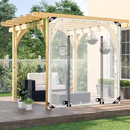 Pvc Durchsichtige Planenvorhänge,Pergola Gazebo Patio Wasserdichte Transparente Plane Seitenteil Mit Reissverschluss Türen,Wetterfeste Trennvorhänge,Abdeckplanen Mit Ösen,W×H-2.8×2.2m(9.2*7.2ft) von Pxzybd