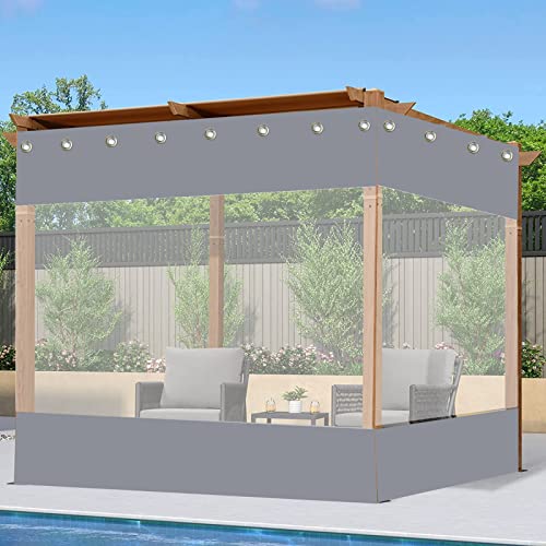 Pvc Transparent Planenvorhänge Für Den Außenbereich,Wasserdichte Abdeckplanen Mit Ösen,Durchsichtige Seitenteile,Schutzplane Für Pergola,Veranda,Pavillon,Terrasse,Garten,W×H-2.2×2m(7.2*6.6ft) von Pxzybd