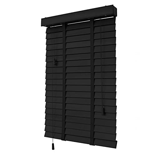 Pxzybd Jalousien Schwarz 50mm Lamellen,Holzjalousie Für Fenster 50cm 60cm 80cm 90cm 100cm 110cm 120cm,Sonnenschutz/Atmungsaktive/Sichtschutz Jalousette,Horizontale Jalousetten,W×H-100x130cm/39.5x51in von Pxzybd