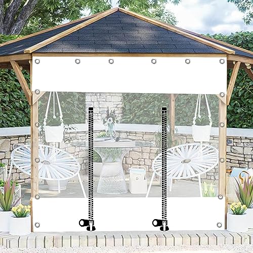 Weiße Durchsichtige Planenvorhänge,Mit Reißverschluss,Transparente wasserdichte Plane Seitenteil,Für Pergola Pavillon Veranda Carport,Trennvorhang Abdeckplanen Mit Ösen,W×H-3.3×2.2m(10.8 * 7.2ft) von Pxzybd