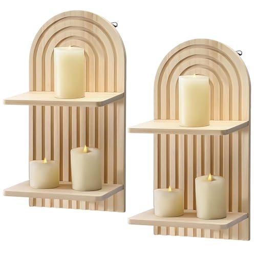 Pyasuye 2pcs Holzwandregale 2 Stufen Gewölbte Designs Schwimmende Regalanlage Display Aufbewahrungsregal Home Organisatoren Für Alle Raumbogen Designs Rack von Pyasuye