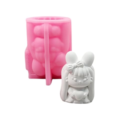 Silikonform Kaninchen Prinzessin Mit Herz Kerze Schimmel von Pyasuye