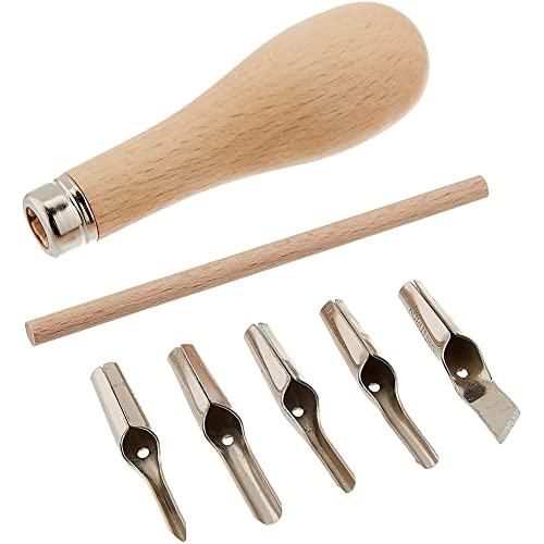 5 Pcs Holzschnitzwerkzeuge Schnitzmesser, Linolschnitt Werkzeug Linoleum Schnitzset, Tonwachs-bildhauerwerkzeuge Linol Stempel Schnitzen Schnitzwerkzeug, Holzmeißel Wood Carving Schnitzwerkzeug von Pyatofyy