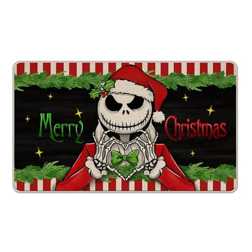 Pycat Dekorative Fußmatte mit Aufschrift "Merry Christmas Jack", Weihnachts-Fußmatte, für drinnen und draußen, rutschfester Bodeneingangsteppich, Winterurlaub, Zuhause, Küche, Dekoration, 43,2 x 73,2 Pycat Dekorative Fußmatte mit Aufschrift "Merry Christmas Jack", Weihnachts-Fußmatte, für drinnen und draußen, rutschfester Bodeneingangsteppich, Winterurlaub, Zuhause, Küche, Dekoration, 43,2 x 73,2 von Pycat