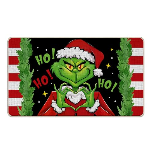 Pycat Weihnachtliche Cartoon-Figur, dekorative Haustürmatte, grün, Weihnachten, Hohoho, Willkommens-Fußmatte, für drinnen und draußen, rutschfester Bodeneingangsteppich, lustiger Winterurlaub, Zuhause Pycat Weihnachtliche Cartoon-Figur, dekorative Haustürmatte, grün, Weihnachten, Hohoho, Willkommens-Fußmatte, für drinnen und draußen, rutschfester Bodeneingangsteppich, lustiger Winterurlaub, Zuhause von Pycat