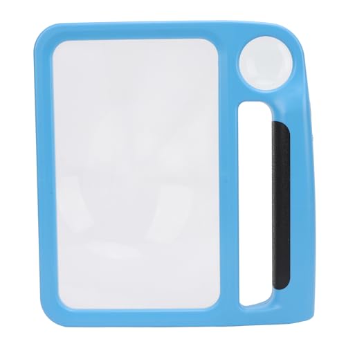 5- Bis 10-fache Leselupe, Große Klappbare Beleuchtete Lupe mit 48 LED-Leuchten, 3 Modi, Rechteckige Handlupe Zum Lesen von Büchern, Ausdrucken für Senioren, Eingebauter Akku (Blue) von Pyhodi