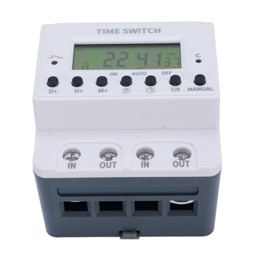 Digital Timer Switch, 60A Weekly 7 Tage Programmierbare DIN -Schienenhalterung mit Countdown -Verzögerung für die Zeitgesteuerte Bewässerung, Automatische Steuerung des Off von Pyhodi