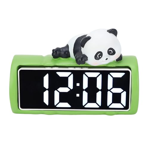 Digitaler Wecker, Innovative Cartoon-Panda-Schreibtischuhr, Ornament für Schlafzimmer, Büro, LED-Wecker, Kleiner Entzückender Panda, Multifunktionaler Elektronischer (Green) von Pyhodi