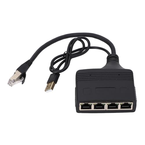 Gigabit-Ethernet-Splitter, 1 in 4 Out 1000 Mbit/s Hochgeschwindigkeits-LAN-Netzwerk-Splitter-Adapter mit USB-Stromkabel, Kompakter RJ45-Internet-Splitter für ADSL-Modems, Gigabit-Ethernet-Splitter, 1 in 4 Out 1000 Mbit/s Hochgeschwindigkeits-LAN-Netzwerk-Splitter-Adapter mit USB-Stromkabel, Kompakter RJ45-Internet-Splitter für ADSL-Modems, von Pyhodi