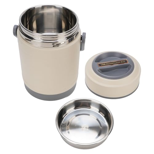 Mini Electric Lunch Box Lebensmittelwärmer, 1,6 L IPX5 -Wasserdichtungs -Edelstahl -Tablett, Tragbarer Elektrischer Hot Pot für Home Office Travel, IPX5 -Wasserdichtung und (Beige) von Pyhodi